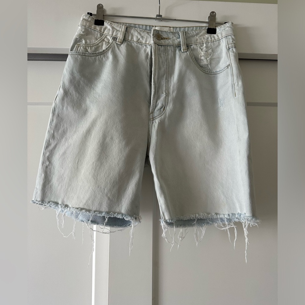 Light Blue Distressed Denim Shorts
